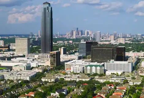Aerial view of Houston, Texas looking from Galleria area toward downtown