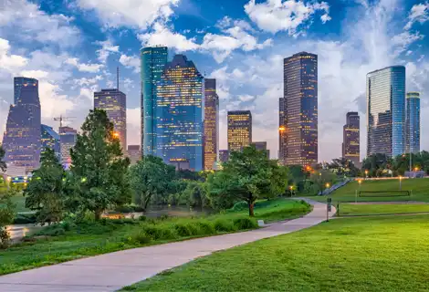 skyline view of downtown Houston, Texas