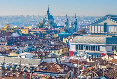 aerial view of the skyline of Madrid, Spain