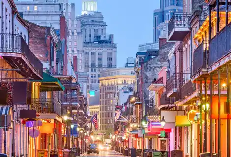 view of Bourbon Street in New Orleans, Louisiana