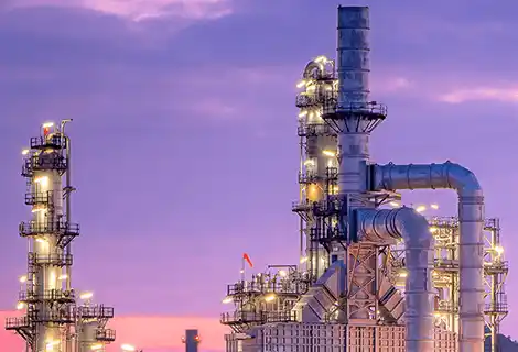 refinery at dusk