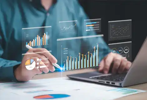 concept of a services employee analyzing customer data